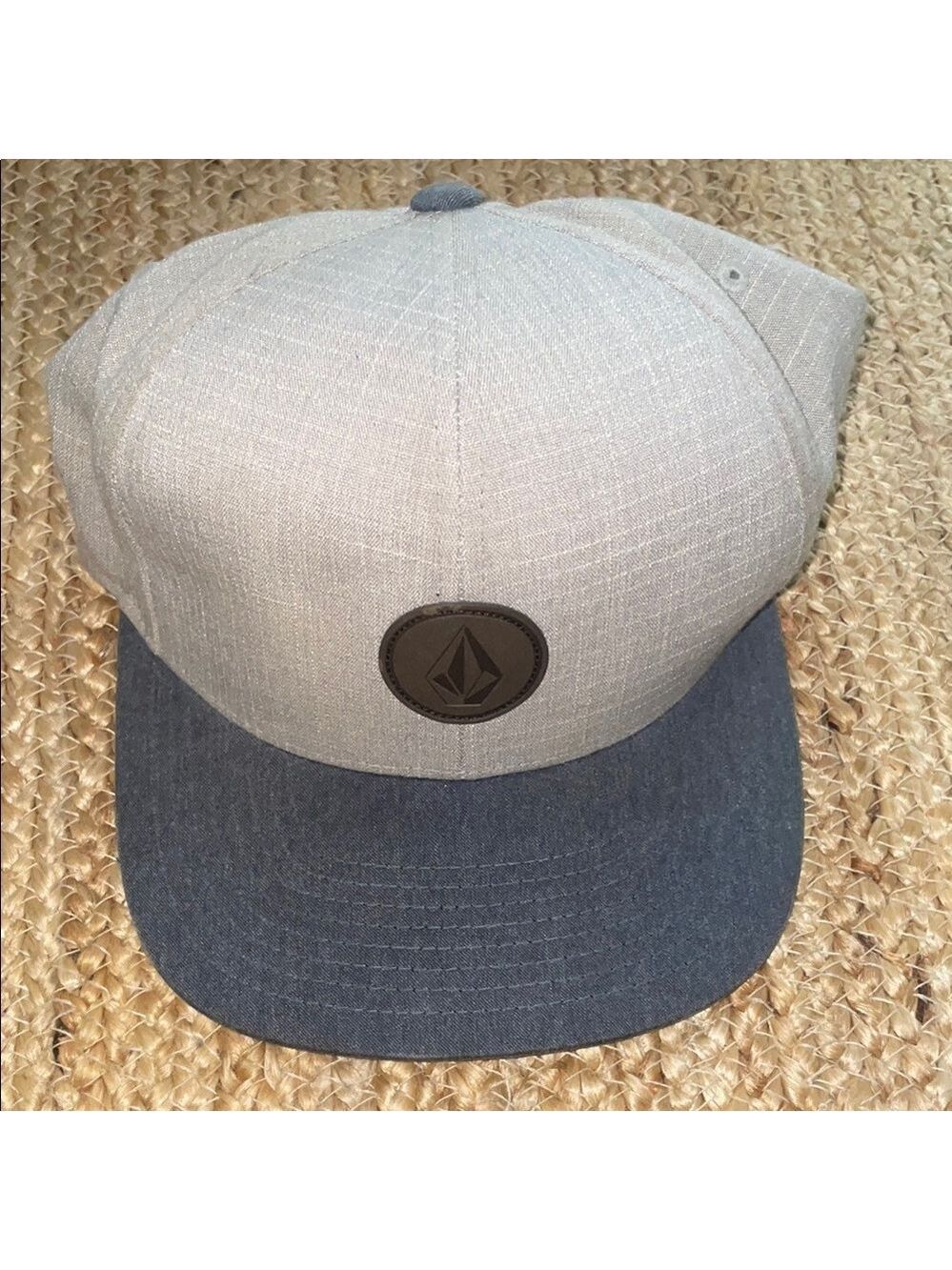 Volcom Blue and Gray Snapback Hat with Logo